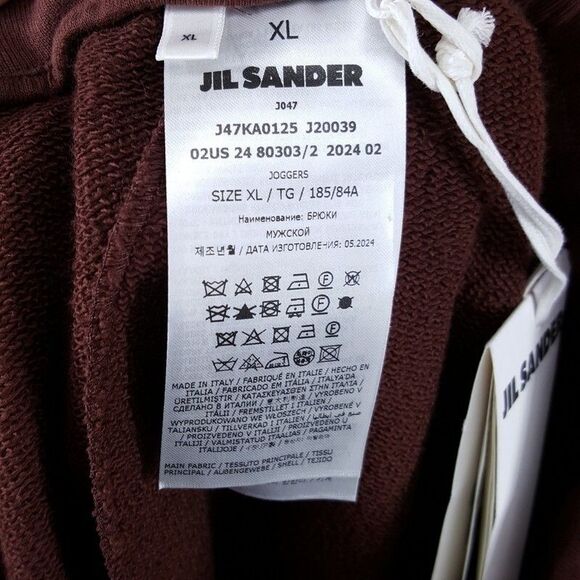 JIL SANDER Sweatpants Mens XL Burgundy Pull On Tapered Drawstring Jogger - Picture 7 of 12